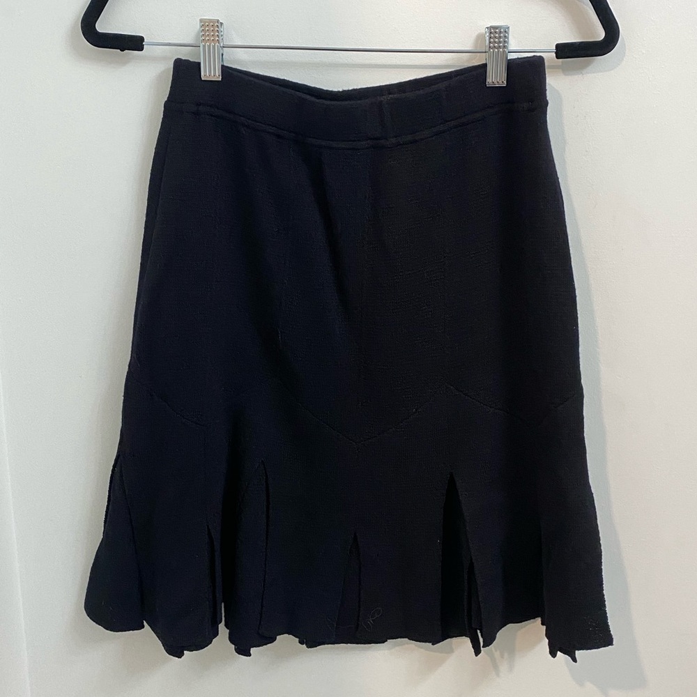 St. John Essentials Black Knit Pleat Skirt Sz 4